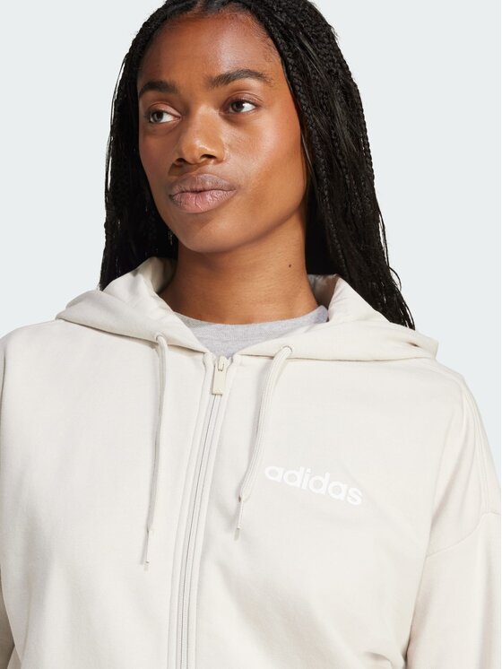 adidas adidas Bluza Essentials Linear Full-Zip Beżowy Regular Fit