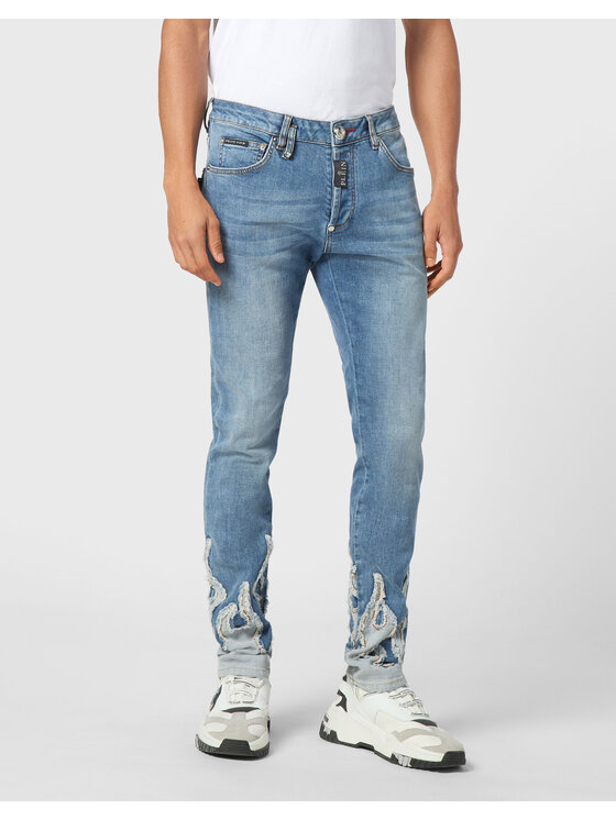 PHILIPP PLEIN PHILIPP PLEIN Džínsy 22159 Modrá Straight Leg