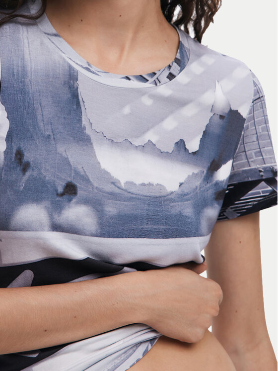 Desigual Desigual Тишърт Potomac 25SWTKA0 Сив Slim Fit