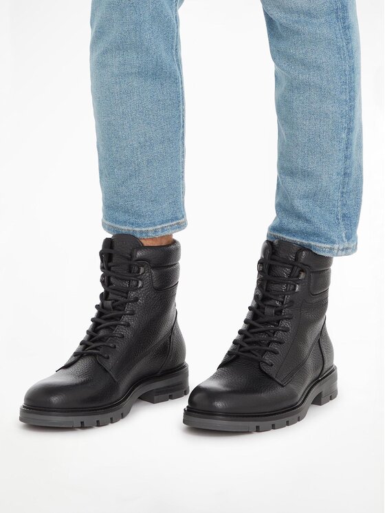 Tommy Hilfiger Tommy Hilfiger Ορειβατικά παπούτσια Warm Padded Hilfiger Lth Boot FM0FM04802 Μαύρο