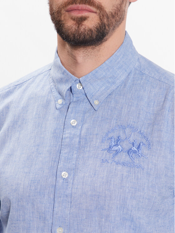 La Martina La Martina Риза VMC004 TL072 Син Slim Fit