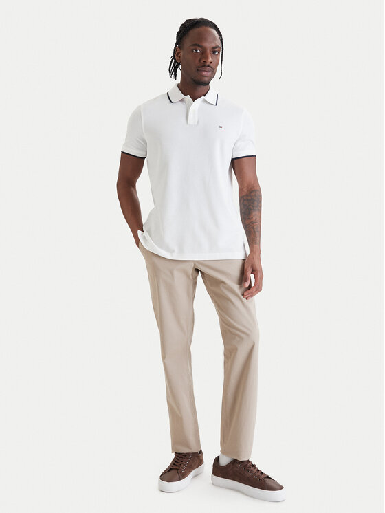 Tommy Hilfiger Tommy Hilfiger Тениска с яка и копчета Pique MW0MW42748 Бял Regular Fit