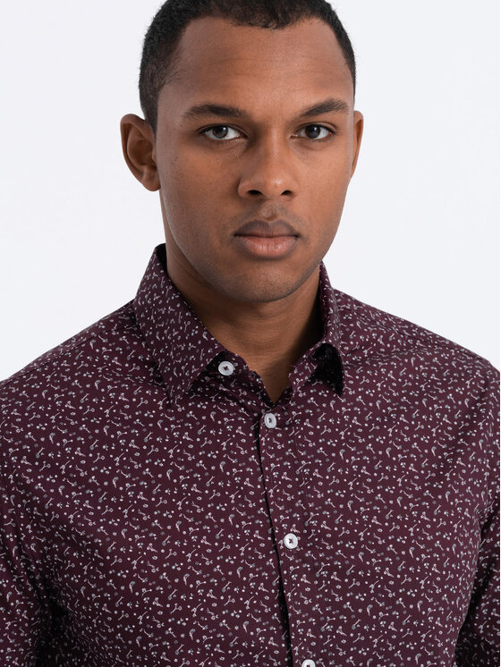 Ombre Ombre Košile OM-SHCS-0151 Bordó Regular Fit