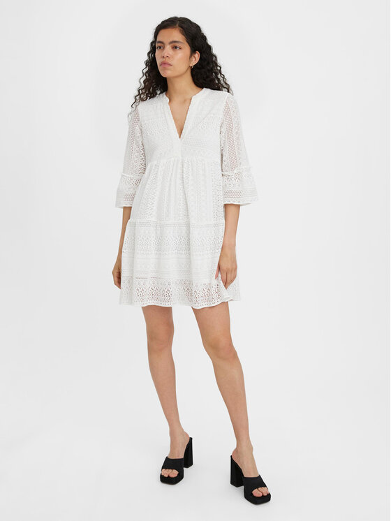 Vero Moda Ljetna Haljina Honey 10275875 Bijela Relaxed Fit