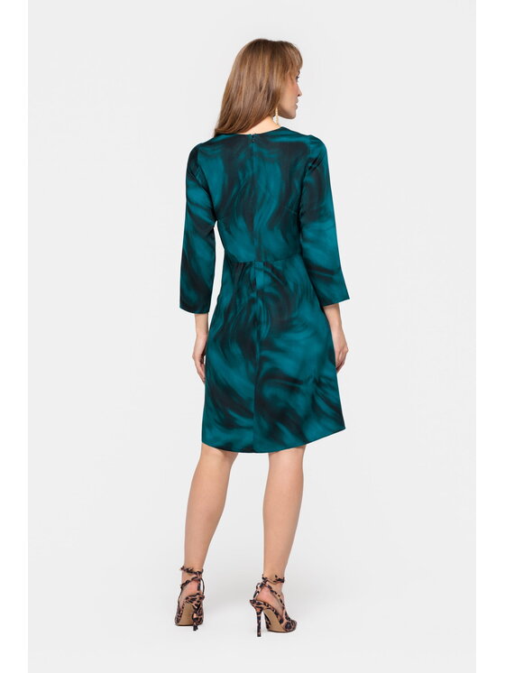 EMOI EMOI Sukienka codzienna turkusowa z kieszeniami Turkusowy Feminine Fit