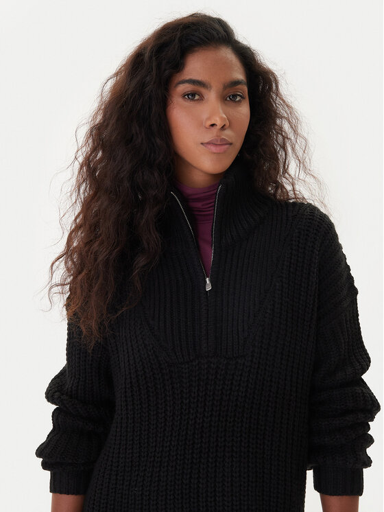 Roxy Roxy Strickkleid Home Again SD ERJKD03535 Schwarz Regular Fit