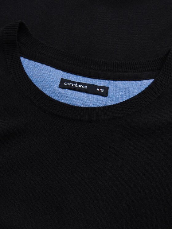 Ombre Ombre Sweter OM-SWBS-0106 Czarny Regular Fit
