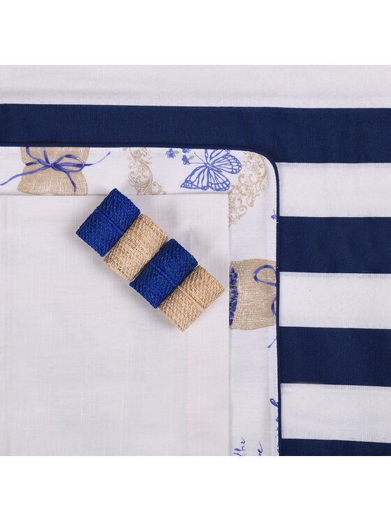 Roseberry Home Roseberry Home Obrączka na serwetki Obrączki na serwetki Blue & Beige Rings Niebieski