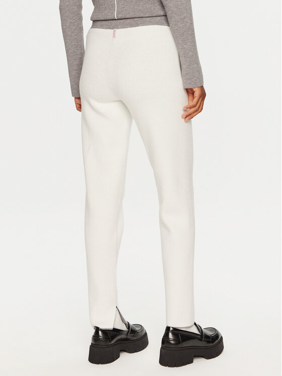 Deha Deha Megztos kelnės D12825 Balta Regular Fit