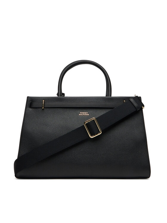 Tommy Hilfiger Tommy Hilfiger Torbica American Icon Tote Leather AW0AW17185 Crna