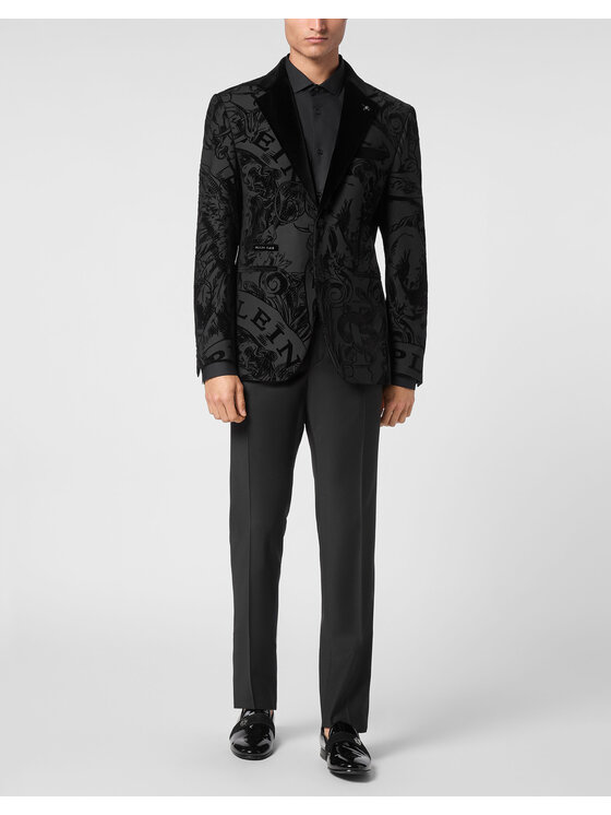 PHILIPP PLEIN PHILIPP PLEIN Marynarka 11595 Czarny Fitted Fit
