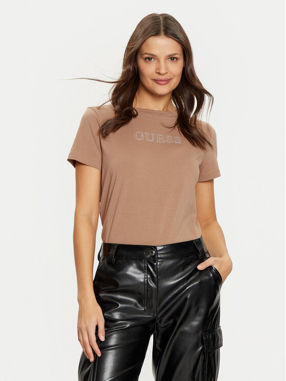 Guess Guess Majica V3BI11 J1314 Rjava Regular Fit