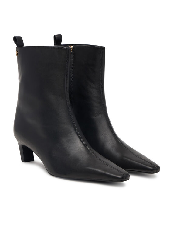 Tommy Hilfiger Tommy Hilfiger Botki Kitten Heel Leather Ankle Boot FW0FW09669 Czarny