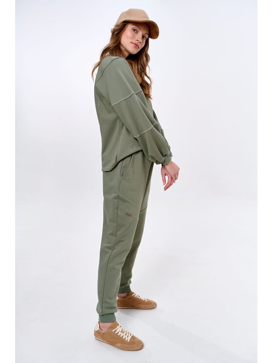 blue shadow blue shadow Spodnie damskie Grekko Zielony Regular Fit