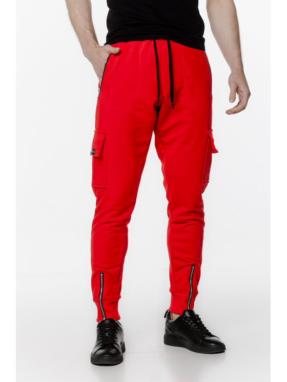 Pilawski Pilawski Spodnie dresowe SPODNIE DRESOWE CZERWONE BOJÓWKI MĘSKIE Czerwony Regular Fit