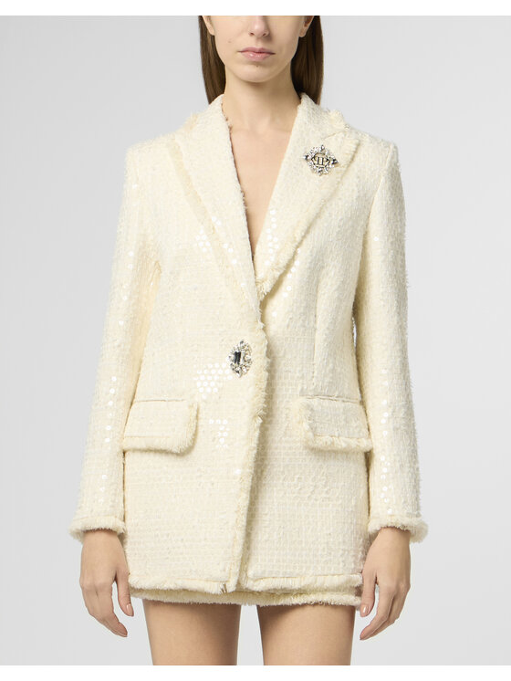 PHILIPP PLEIN PHILIPP PLEIN Marynarka 30509 Biały Loose Fit