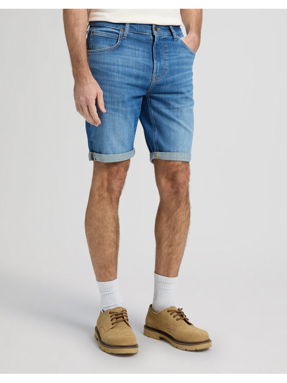 Lee Lee Szorty jeansowe 5 POCKET SHORT Niebieski Straight Leg
