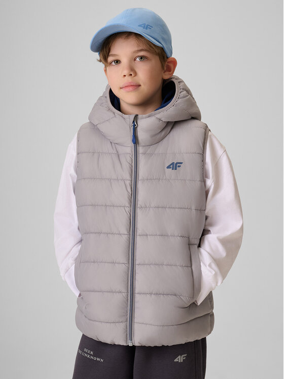 4F 4F Kamizelka OUTERWEAR Szary Regular Fit