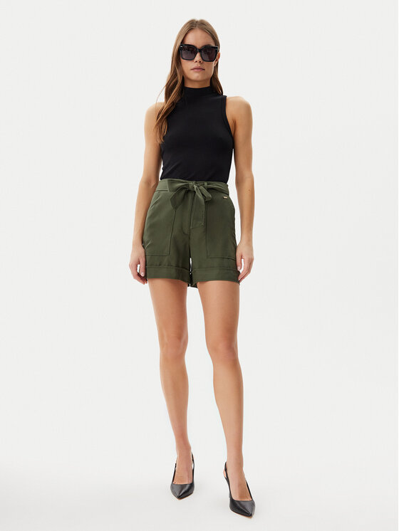 Guess Guess Bavlnené šortky W5GD1R WG4C2 Zelená Regular Fit