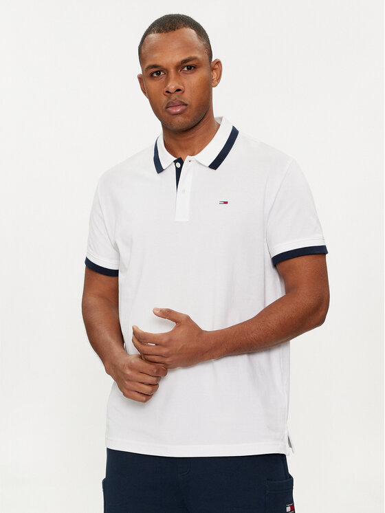 Tommy Jeans Tricou polo DM0DM18313 Alb Regular Fit