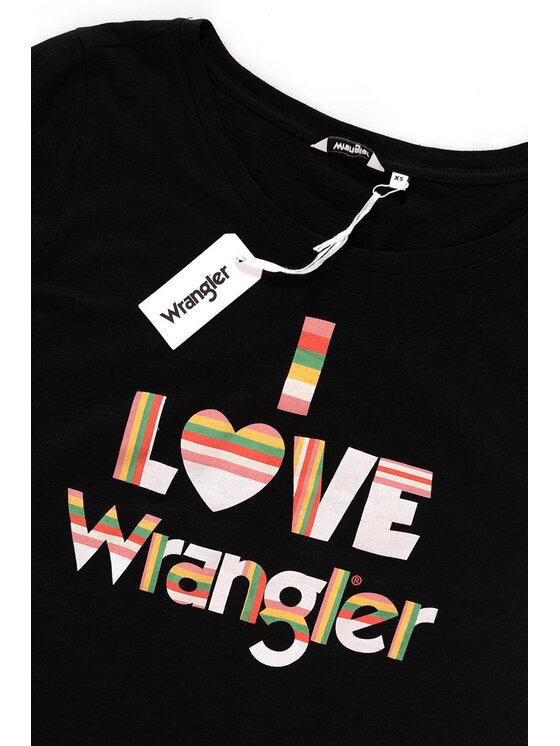 Wrangler Wrangler T-Shirt I LOVE TEE Czarny Regular Fit