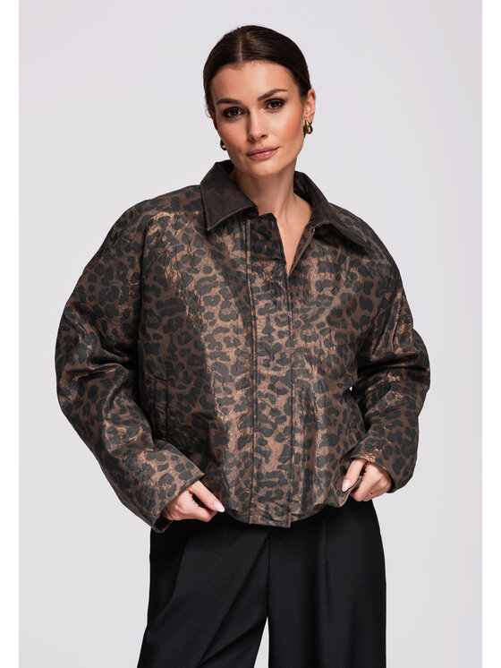 Ombre Ombre Kurtka przejściowa OW-JANP-0113 Brązowy Loose Fit