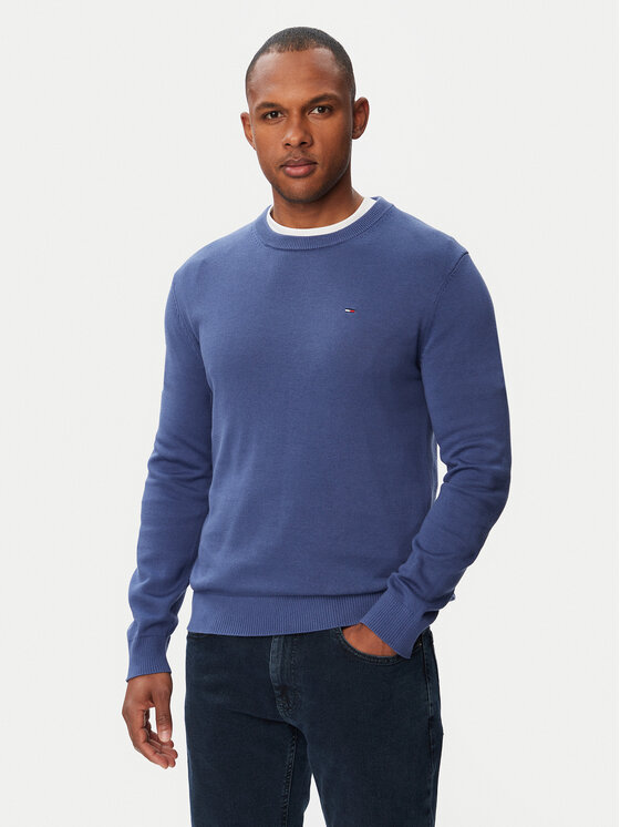 Tommy Jeans Pulover Essential DM0DM22853 Albastru Slim Fit