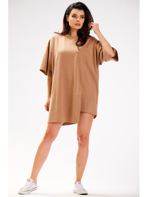 Infinite You Infinite You Sukienka codzienna M252 Beżowy Basic Fit