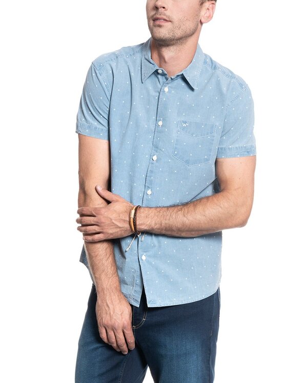 Wrangler Wrangler Camicia SS 1 PKT SHIRT Blu Regular Fit
