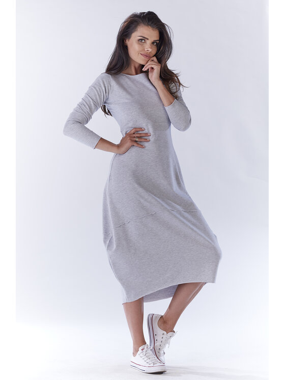 Awama Awama Úpletové šaty A191 Sivá Basic Fit