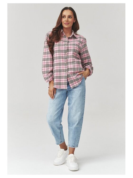 Makadamia Makadamia Koszula C35 Różowy Loose Fit