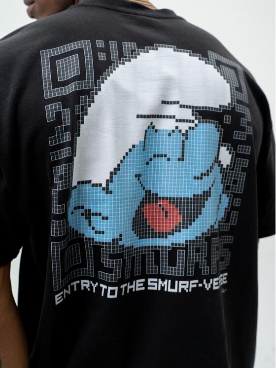 Smerfy Smerfy T-Shirt Szeroka luźna Acid 121523 Czarny Oversize
