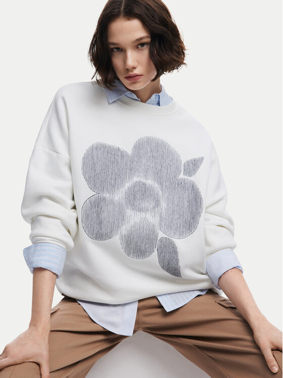 Desigual Desigual Μπλούζα Flores 24WWSK33 Εκρού Regular Fit