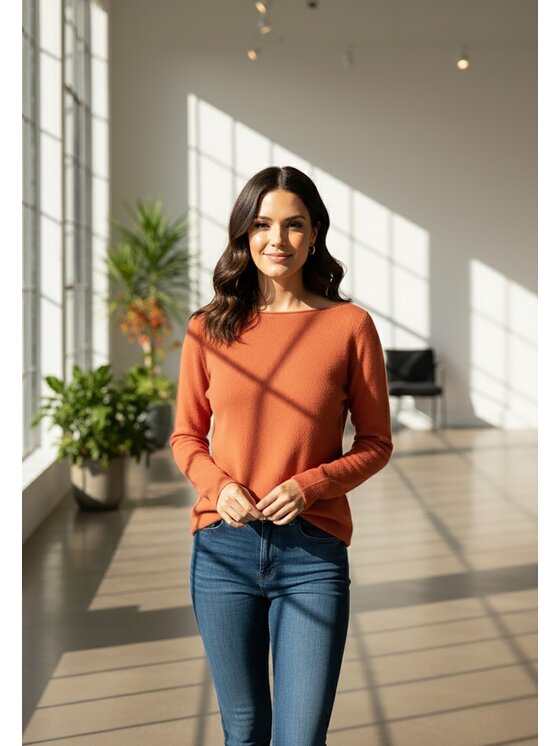 FIGL FIGL Sweter M1256 Pomarańczowy Regular Fit