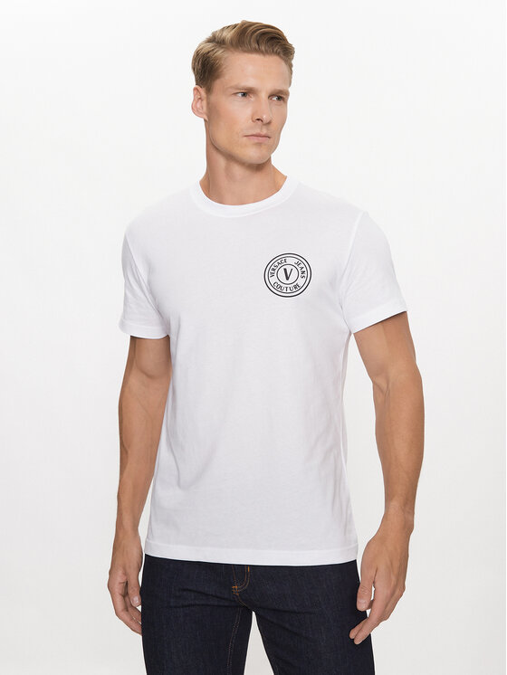 Versace Jeans Couture Versace Jeans Couture Tričko 75GAHT07 Biela Regular Fit