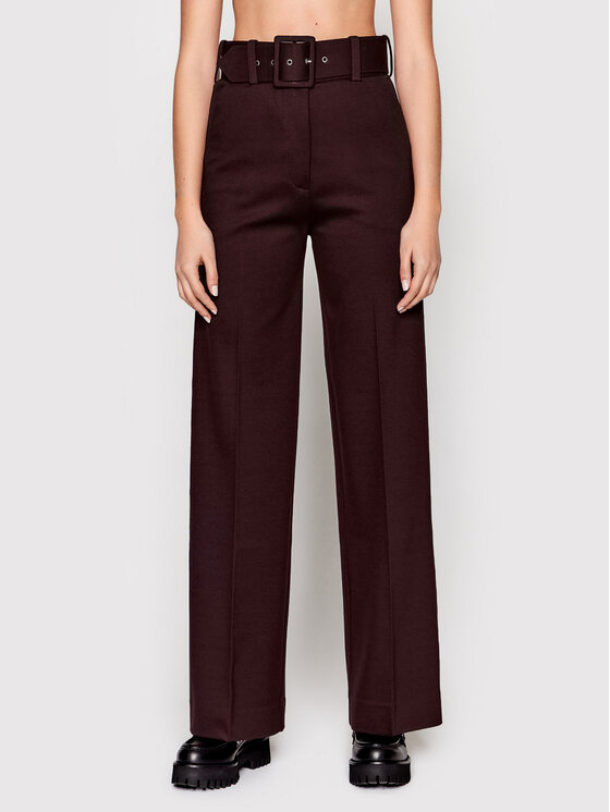 Victoria Victoria Beckham Pantaloni din material 1122JTR003286A Vișiniu Regular Fit 1122JTR003286A imagine noua