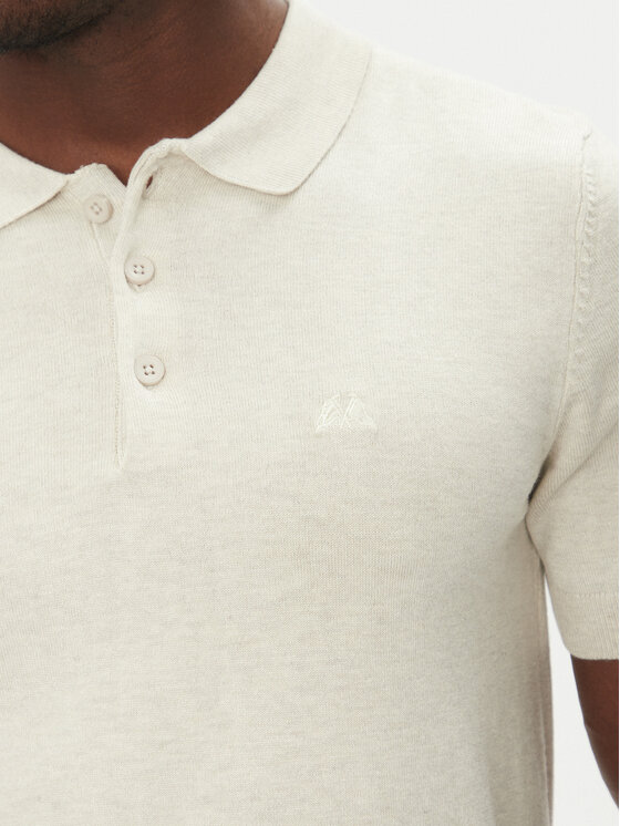 Lindbergh Lindbergh Тениска с яка и копчета 30-800159 Бежов Slim Fit
