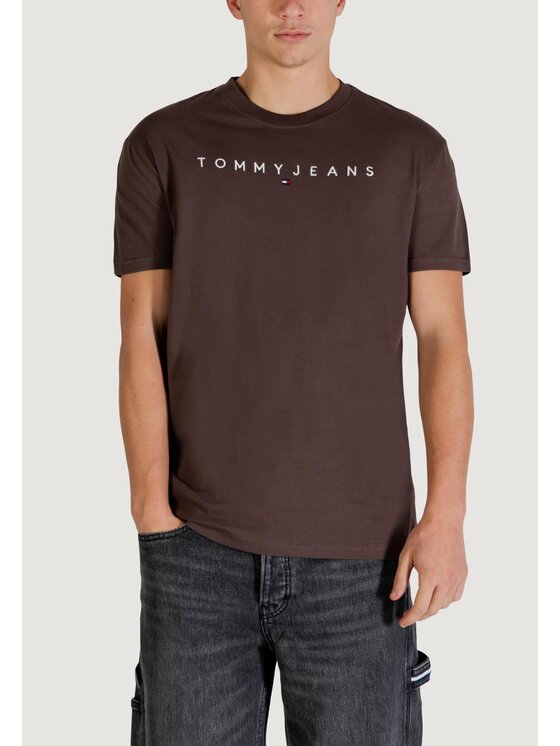 Tommy Jeans Tommy Jeans T-Shirt TJM REG LINEAR LOGO Καφέ Casual Fit