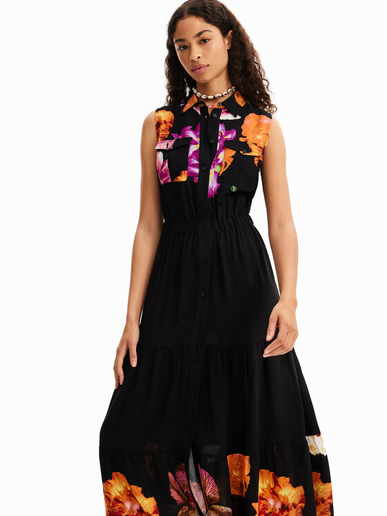 Desigual Desigual Vsakodnevna obleka Suiza-Lacroix 23SWVW77 Črna Regular Fit