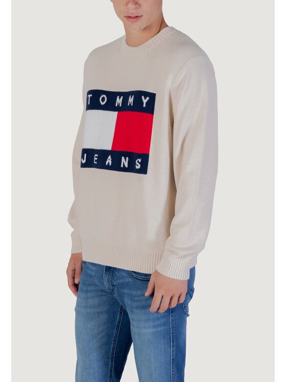 Tommy Jeans Tommy Jeans Πουλόβερ TJM REG MELANGE FLAG Λευκό Casual Fit