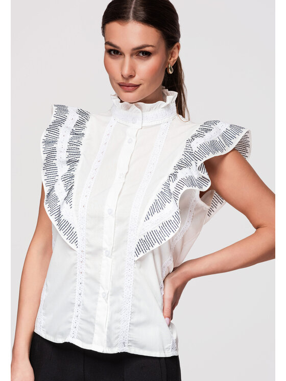 Ombre Ombre Koszula OW-SH-E0002 Biały Regular Fit