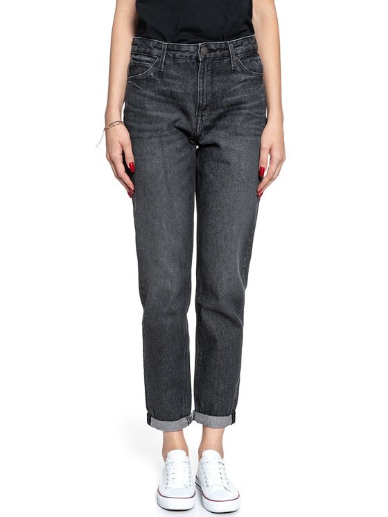 Lee Lee Jeansy MOM STRAIGHT Czarny Regular Fit