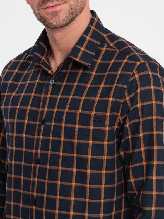 Ombre Ombre Košile OM-SHCS-0145 Tmavomodrá Slim Fit