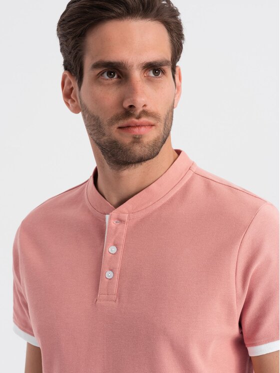 Ombre Ombre T-Shirt OM-TSCT-0156 Różowy Regular Fit