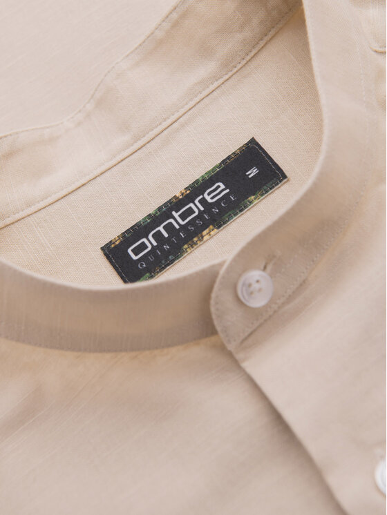 Ombre Ombre Koszula K704 Kremowy Regular Fit