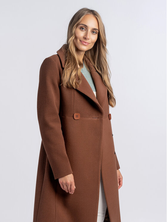 Salme Salme Vlnený kabát Brygida Hnedá Regular Fit