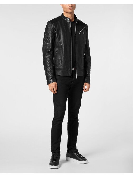 PHILIPP PLEIN PHILIPP PLEIN Giacca di pelle 22469 Nero Regular Fit