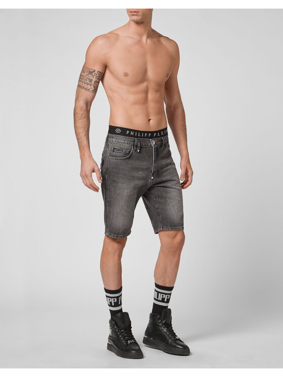 PHILIPP PLEIN PHILIPP PLEIN Džínové šortky 13329 Šedá Regular Fit