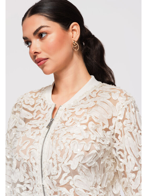 Ombre Ombre Kurtka bomber OW-JANP-0134 Beżowy Loose Fit