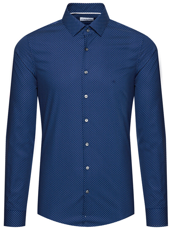 Calvin Klein Calvin Klein Košeľa Dot Print Easy Care K10K106680 Tmavomodrá Slim Fit